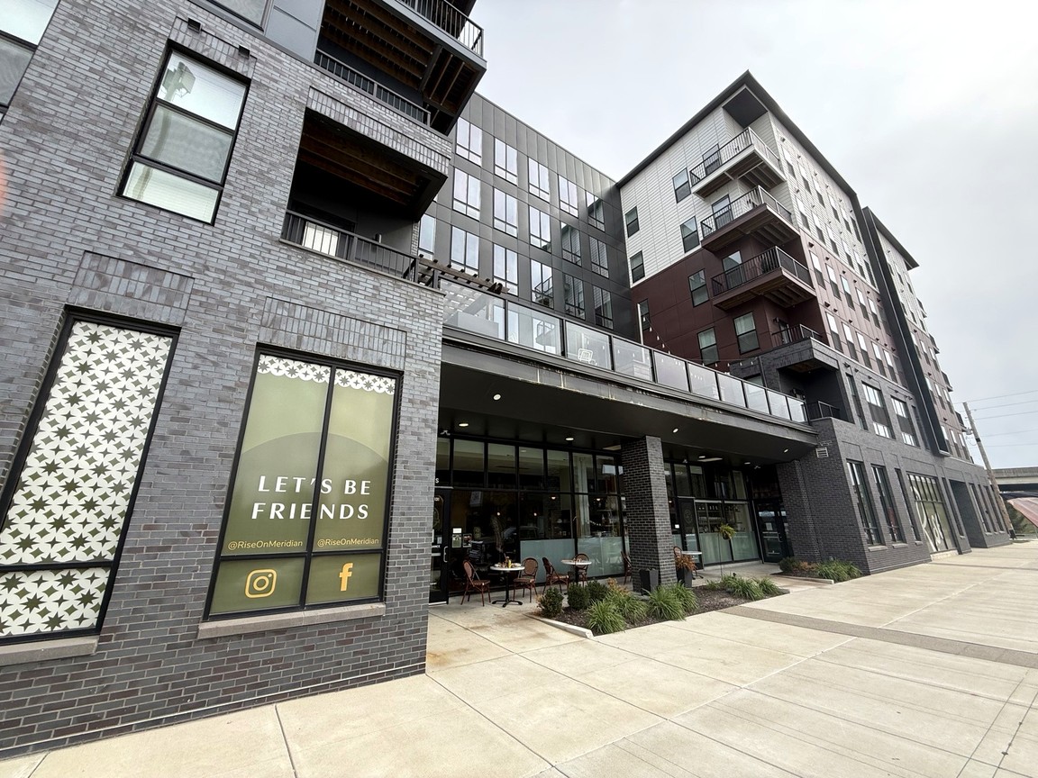 Street-level storefront at Rise on Meridian in Indianapolis